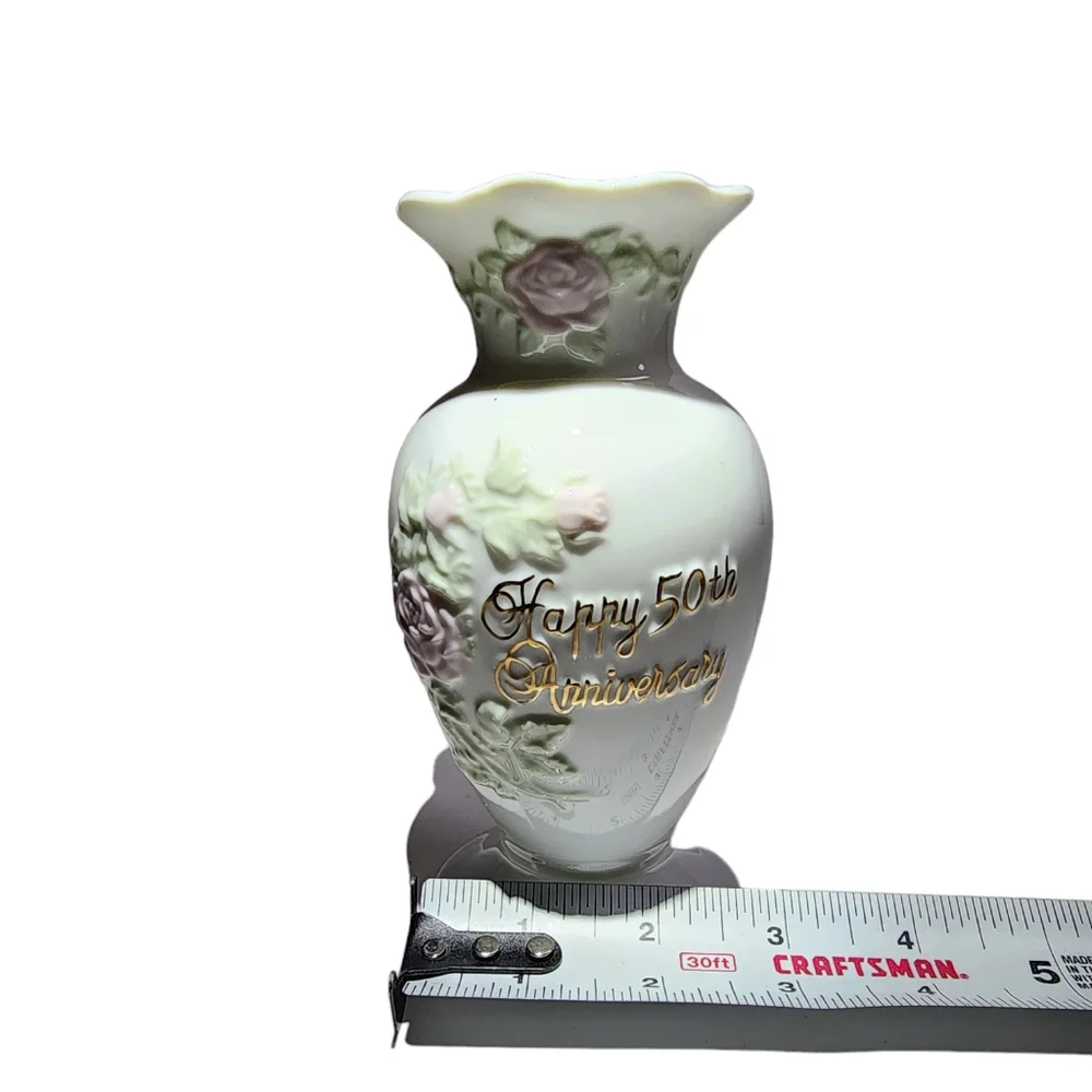 50th Anniversary Vase | 50th Wedding Anniversary White Floral | Golden P…